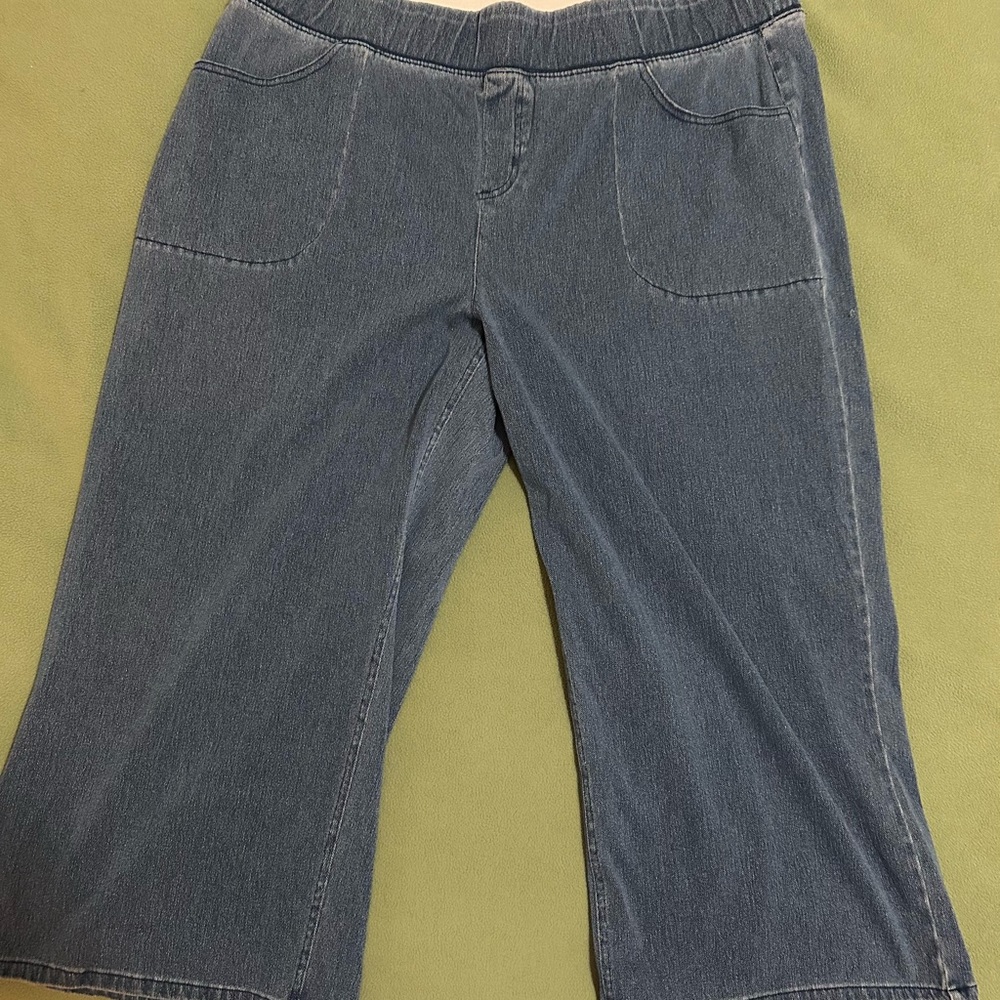 Denim&Co Comfy Knit Air Wide Leg Capri Pants Size XL
